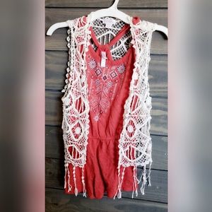 Size 7/8 girl. Boho Romper Outfit
